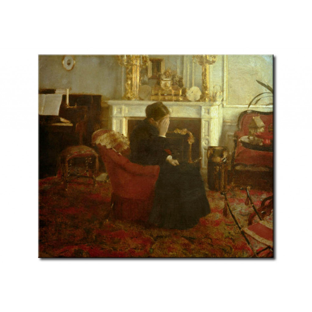 Schilderij  Fernand Khnopff: Schumanns Werken Zuhörend
