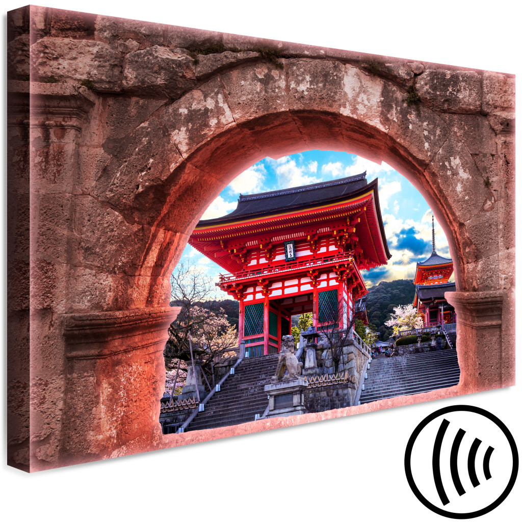Obraz Okno Z Widokiem Na Pagodę - Kompozycja Z Arkadą I Japońską świątynią