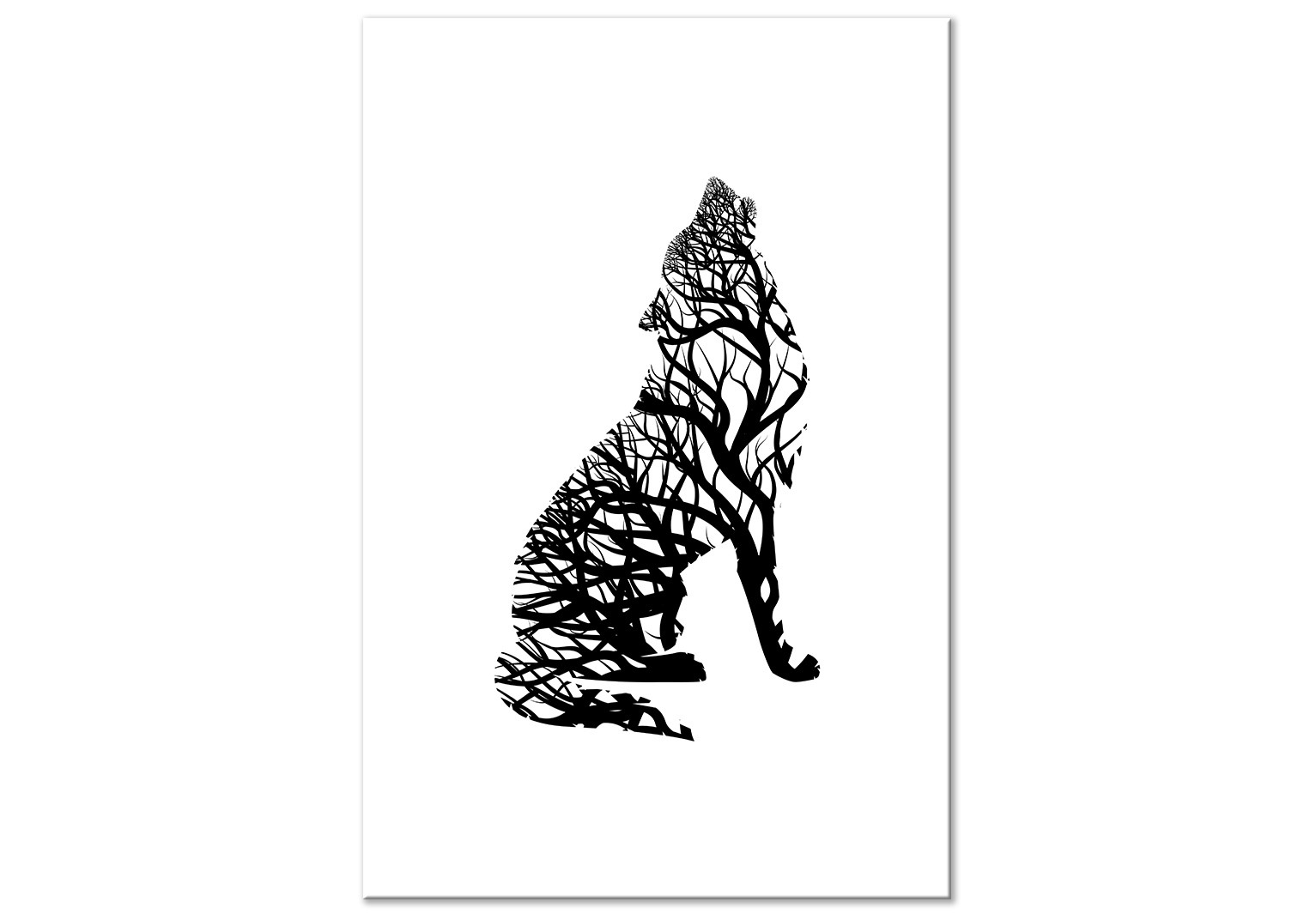 black and white wolf outline