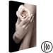 Canvas Art Print Tea rose on a hand - photo of a woman holding a flower in her hand 128064 additionalThumb 6