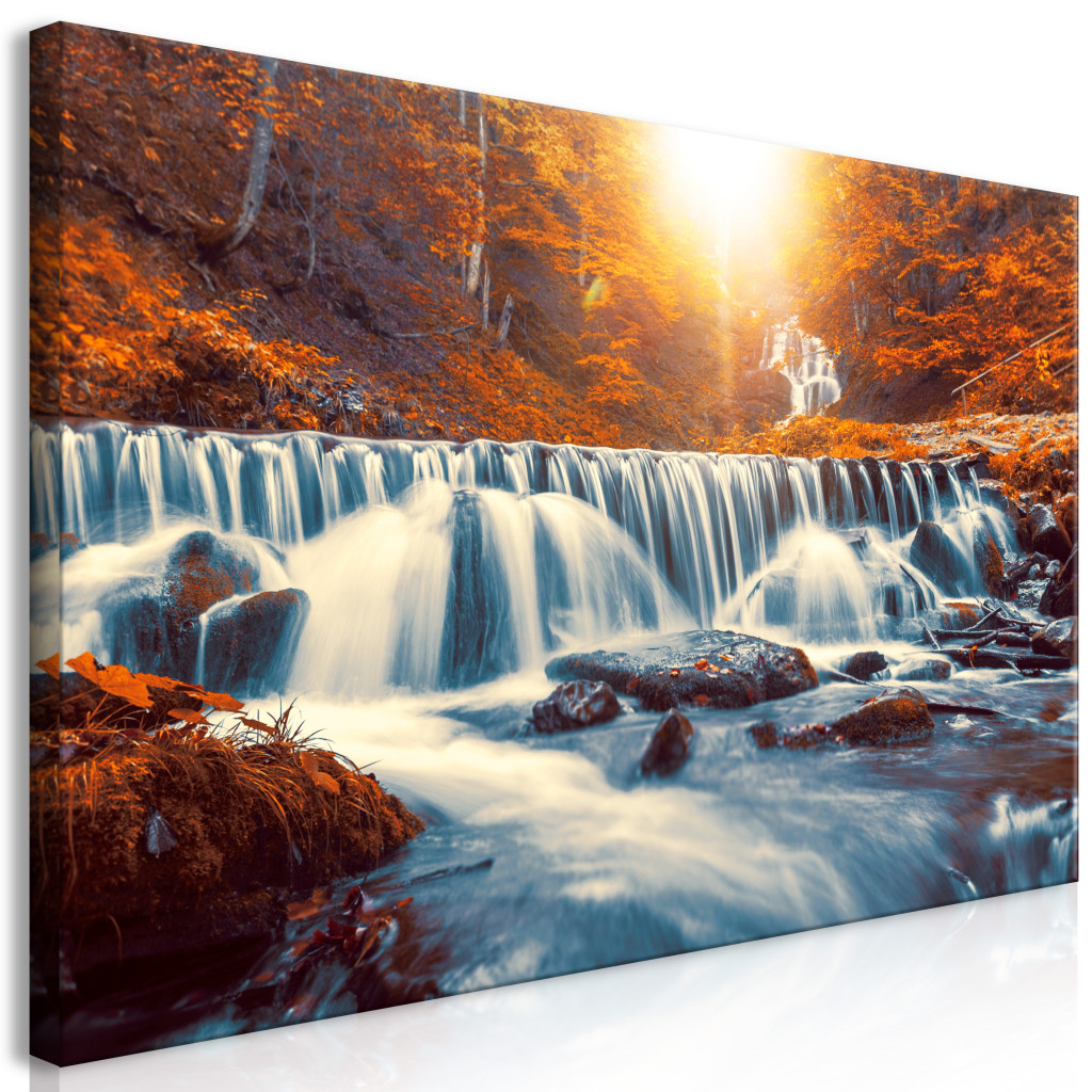 Schilderij Awesome Waterfall - Orange II [Large Format]