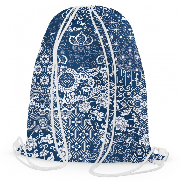 Worek plecak Kwiatowa mozaika - kompozycja w odcieniach niebieskiego i bieli 147464