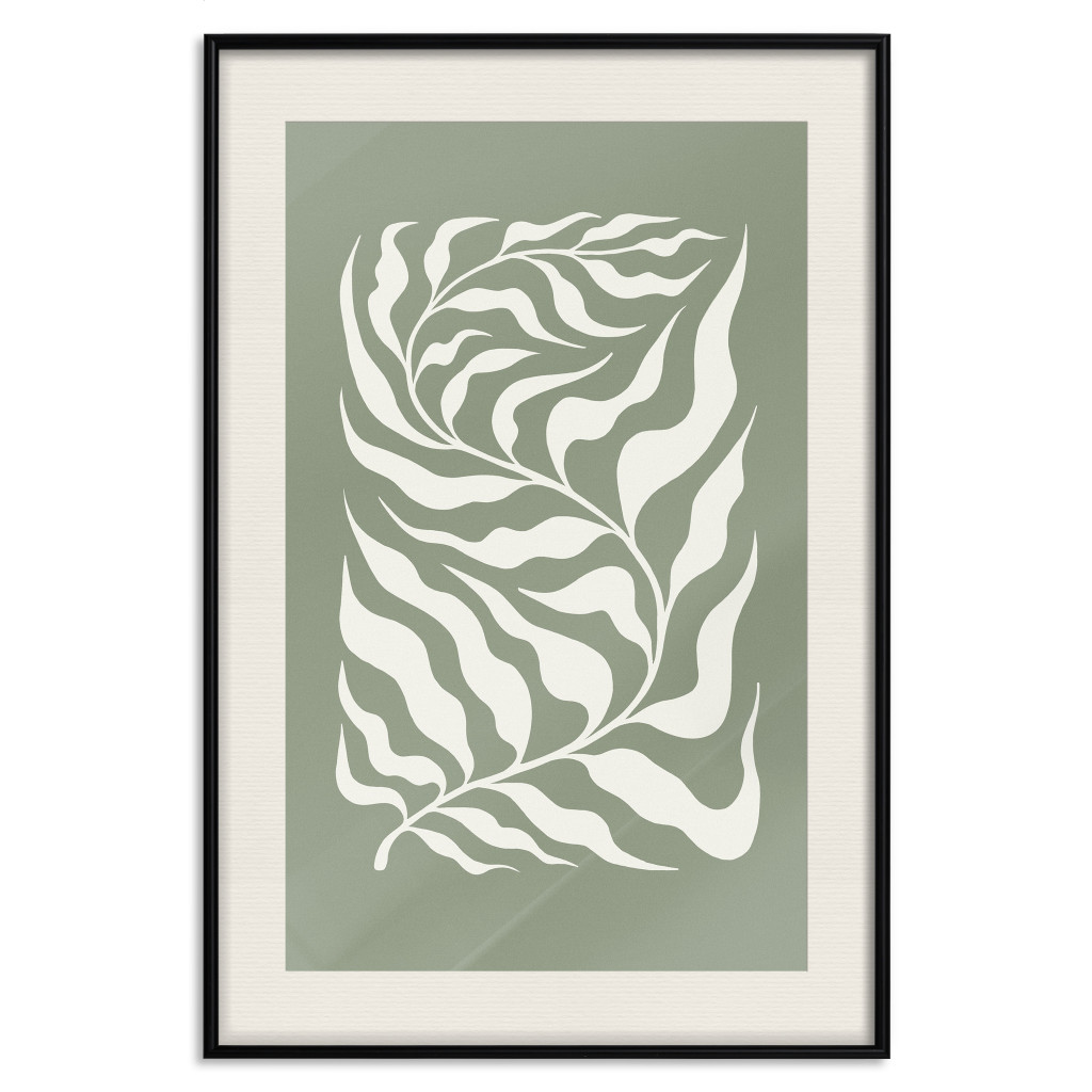 Plakat: Roślina Na Szałwiowym Tle - Abstrakcyjne Liście Inspirowane Matisse