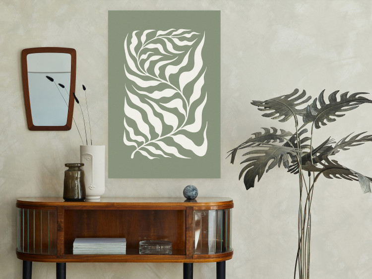 Wall Poster Plant on a Sage Background - Abstract Leaves Inspired by Matisse 150064 additionalImage 15