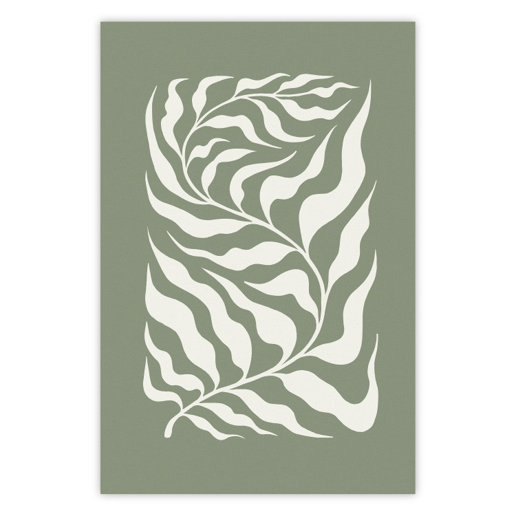 Wall Poster Plant on a Sage Background - Abstract Leaves Inspired by Matisse 150064