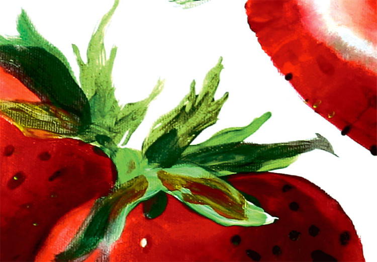 Cadre mural Nature morte (3 pièces) - Composition de fraises sur fond blanc 48464 additionalImage 2