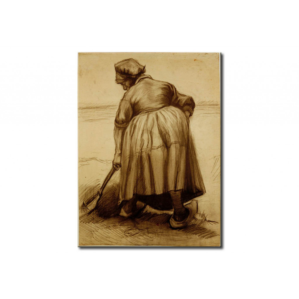 Schilderij  Vincent Van Gogh: Peasant Woman Digging