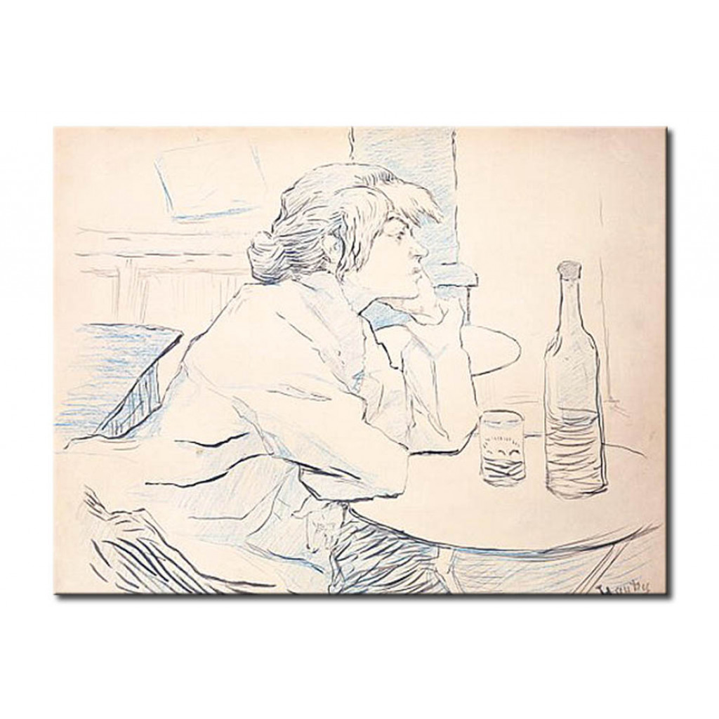 Schilderij  Henri De Toulouse-Lautrec: Woman Drinker, Or The Hangover