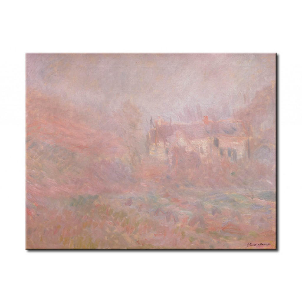 Schilderij  Claude Monet: Maisons à Falaise, Brouillard