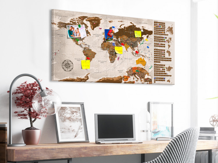 Carte du monde à gratter Carte brune (claire) - poster sur panneau (version anglaise) 106874 additionalImage 4