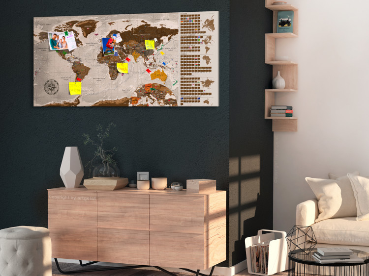 Carte du monde à gratter Carte brune (claire) - poster sur panneau (version anglaise) 106874 additionalImage 2