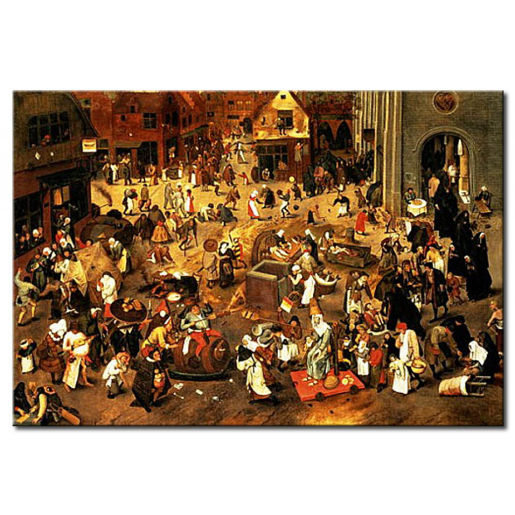 Schilderij  Pieter Brueghel The Younger: The Battle Between Carnival And Lent