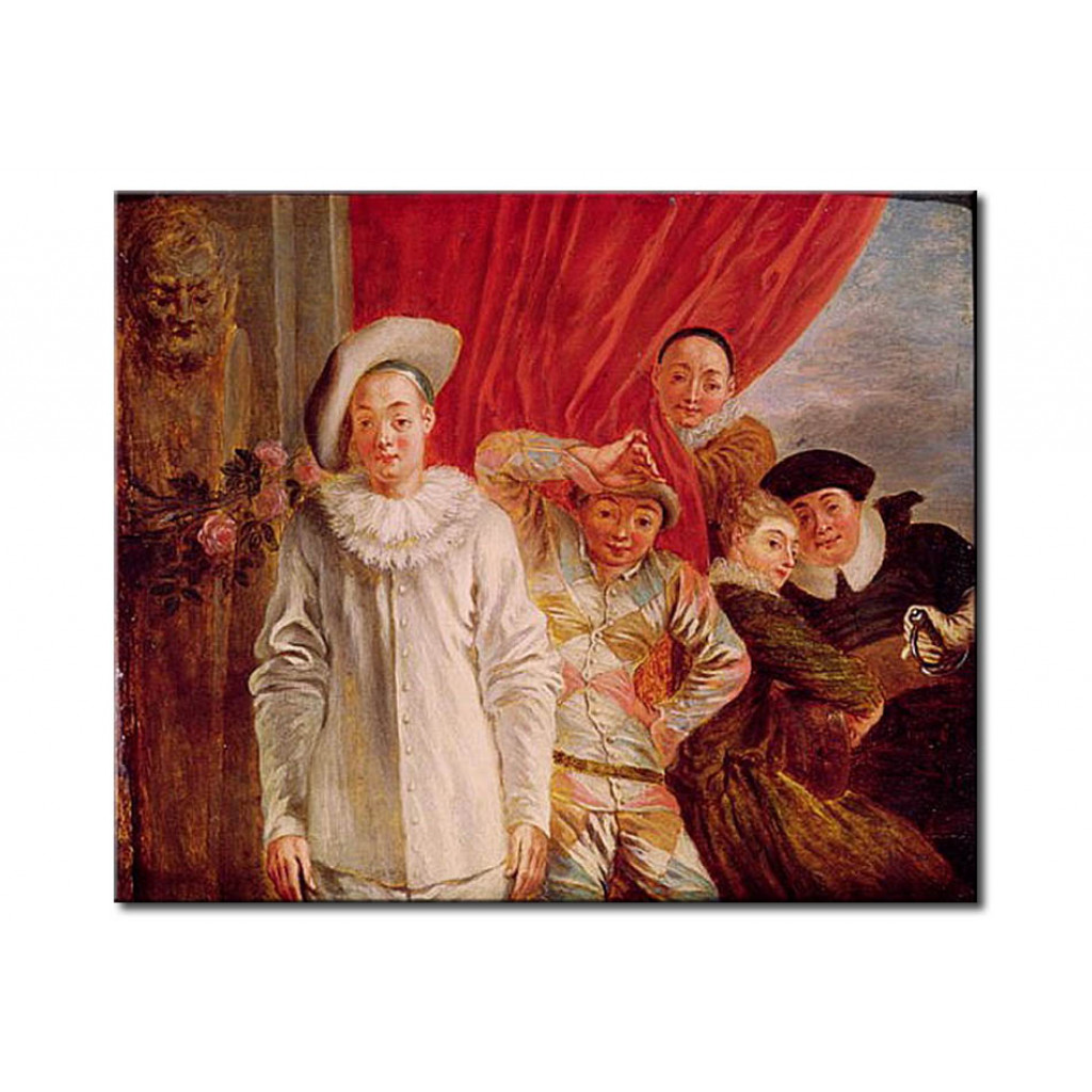 Schilderij  Antoine Watteau: Actors Of The Comedie Italienne