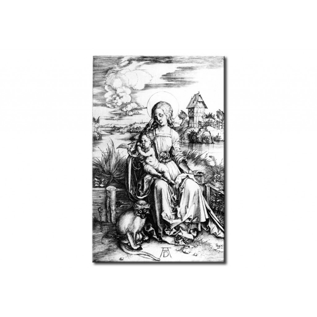 Schilderij  Albrecht Dürer: Mary With The Guenon Monkey