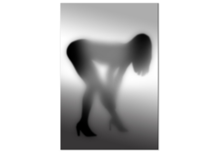 Quadro su tela Dietro una parete di vetro - silhouette femminile in una posa sensuale