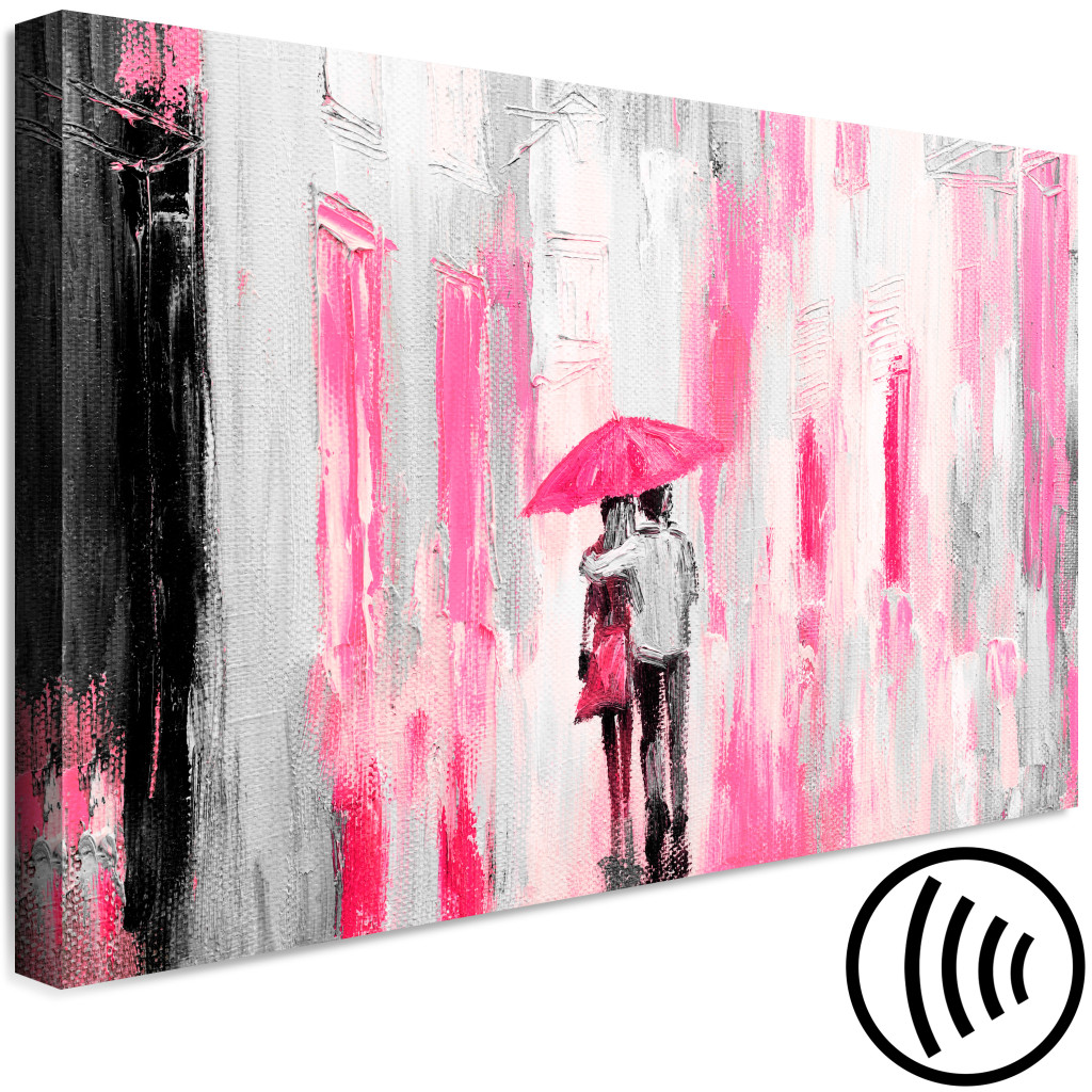 Obraz Zakochany Parasol (1-częściowy) Szeroki Różowy
