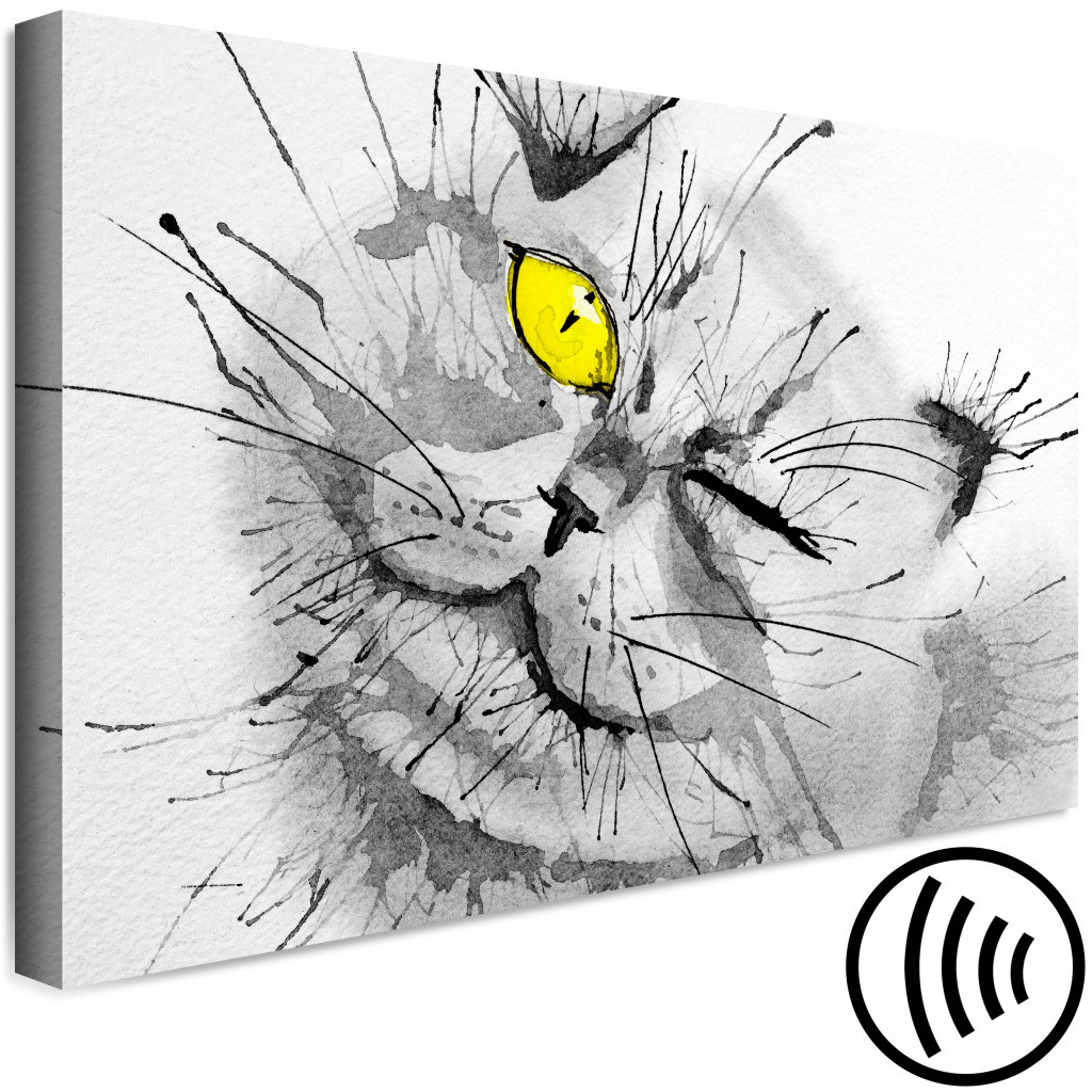 Schilderij  Katten: Happy Look (1 Part) Wide Yellow