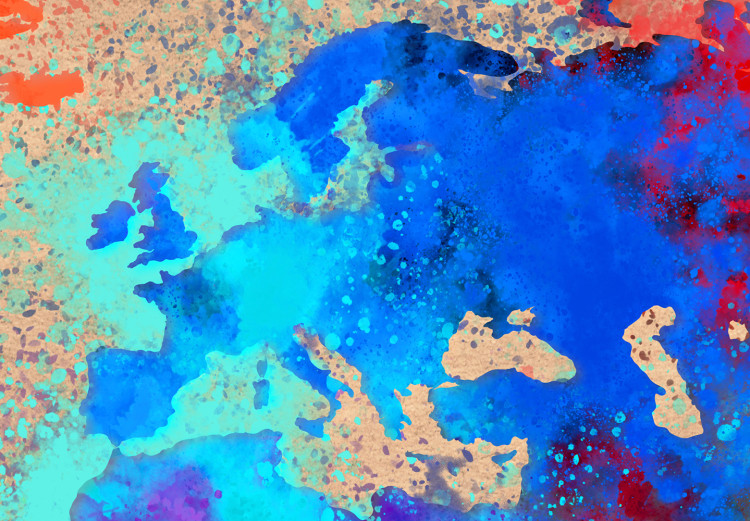Bild auf Leinwand Erdfarben - eine Aquarell-Weltkarte mit bunten Kontinenten 128974 additionalImage 5