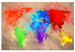 Bild auf Leinwand Erdfarben - eine Aquarell-Weltkarte mit bunten Kontinenten 128974
