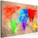 Bild auf Leinwand Erdfarben - eine Aquarell-Weltkarte mit bunten Kontinenten 128974 additionalThumb 2