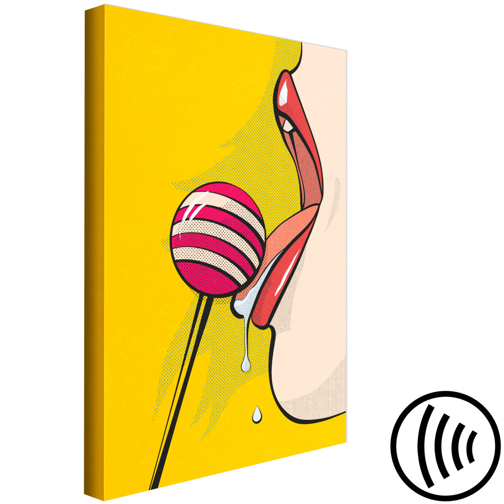 Schilderij  Mensen: Kleurrijke Lolly En Lippen - Jeugdafbeeldingen In De Stijl Van Pop-art