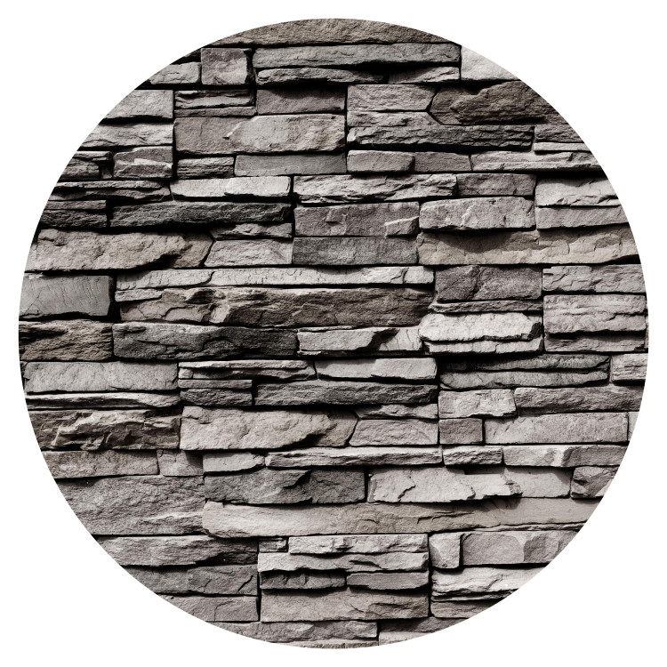 Fotomurales redondos Brick Wall - Steel-Gray Wall Made of Stone Composition 149174 additionalImage 1