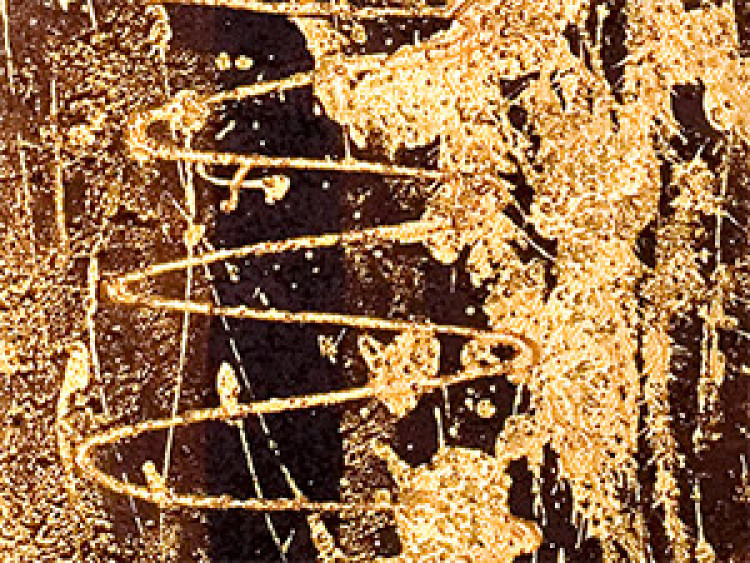 Bild auf Leinwand Begegnung (3-teilig) - Abstraktion mit zwei Silhouetten und Mustern 46974 additionalImage 2