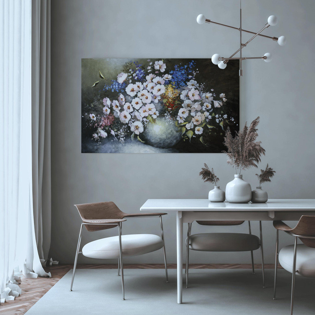 Obraz Biały Wazon (1-częściowy) - Martwa Natura Z Motywem Bukietu Kwiatów