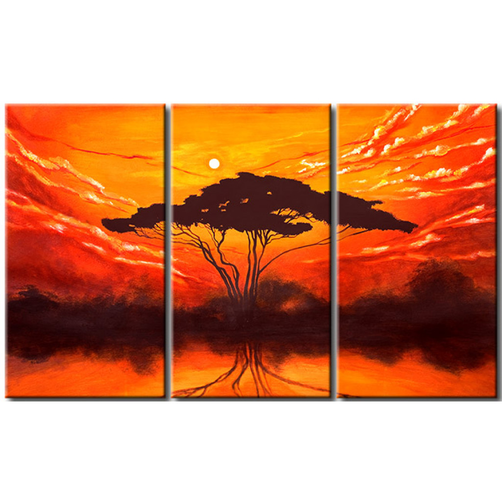 Pintura Em Tela Pôr-do-sol Em África