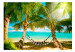 Carta da parati moderna Paesaggio tropicale - un'amaca appesa tra le palme di fronte al mare 61674 additionalThumb 1