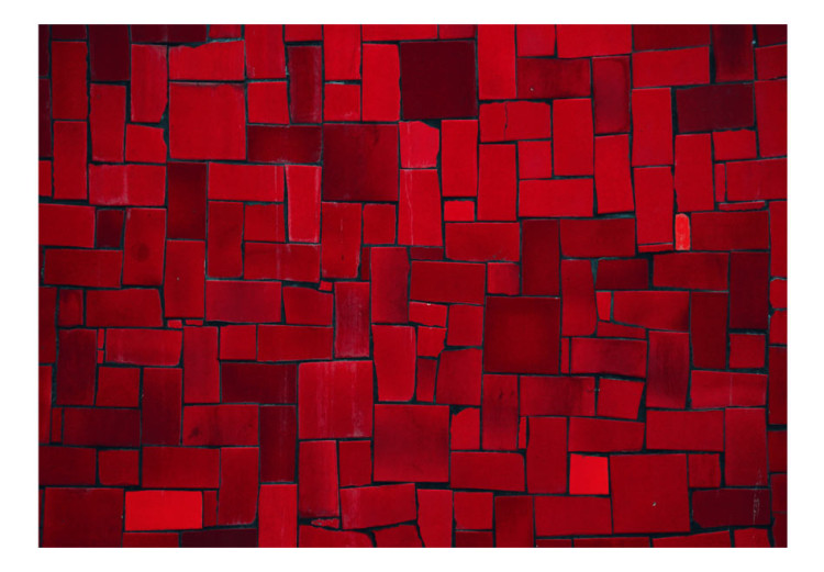 Mural de parede Imaginação Geométrica - fundo com textura de mosaico em elementos vermelhos 92074 additionalImage 1