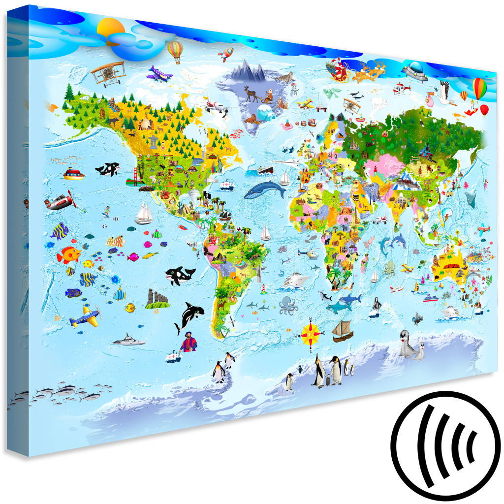 Quadro Em Tela Children's Map: Colourful Travels