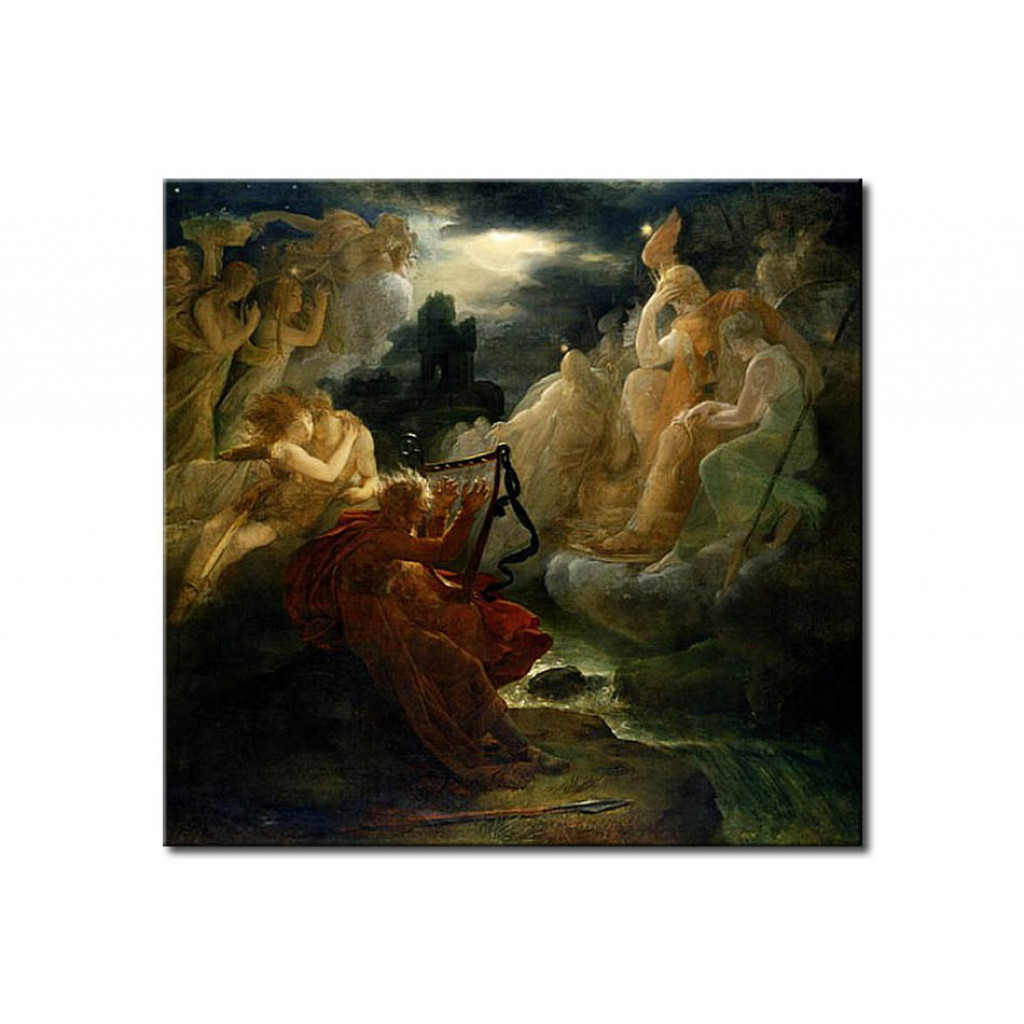 Schilderij  François Gérard: On The Bank Of The Lora, Ossian Conjures Up A Spirit With The Sound Of His Harp
