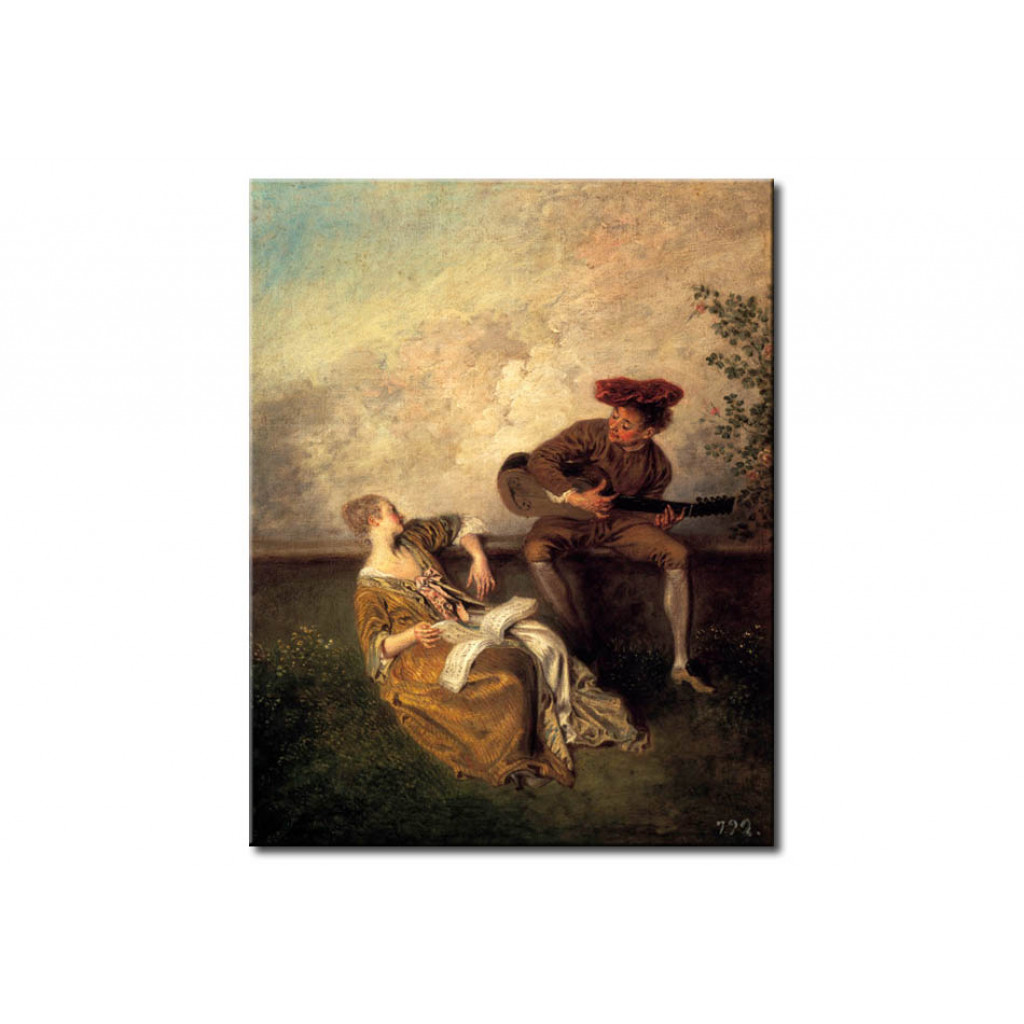 Schilderij  Antoine Watteau: The Singing Lesson
