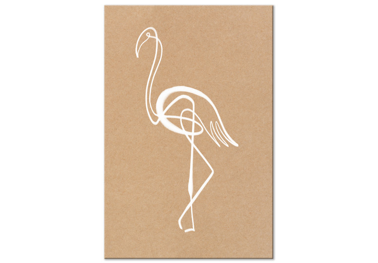 Canvas Linear flamingo - a silhouette of a flamingo on a beige background