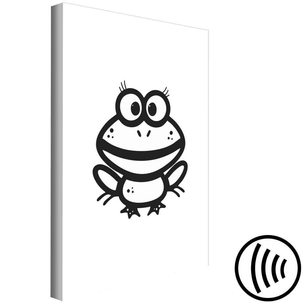 Obraz Mała żabka - Rysunkowy Wizerunek Uśmiechniętej Płaza W Czerni I Bieli