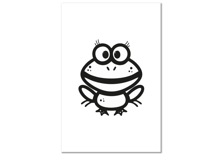 Canvas Little frog - drawing image of a smiling amphibian in black and white