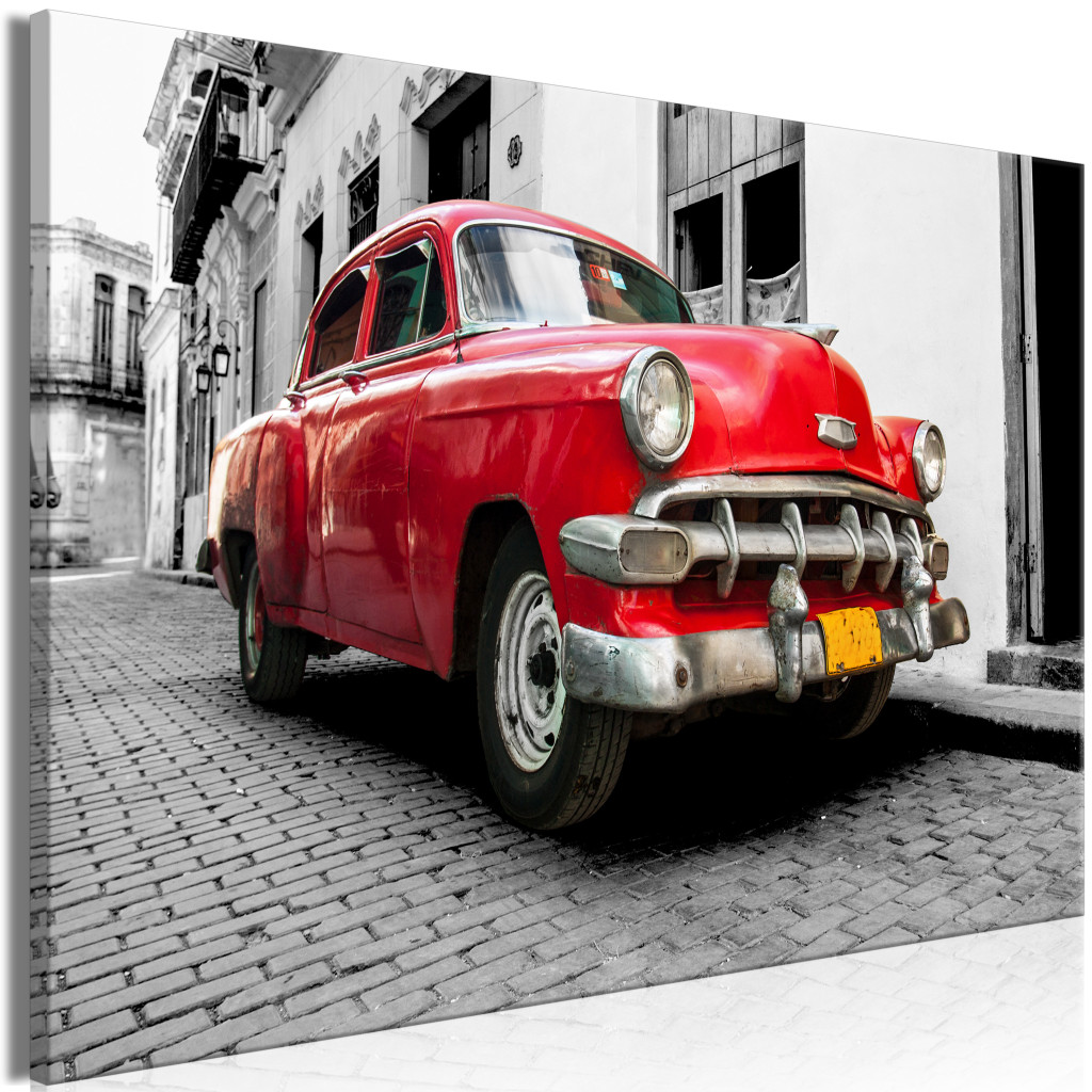 Duży Obraz XXL Klasyczne Kubańskie Auto (Czerwony) [Large Format]