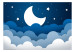 Photo Wallpaper Moon dream - clouds on a dark blue sky with stars for children 142984 additionalThumb 1