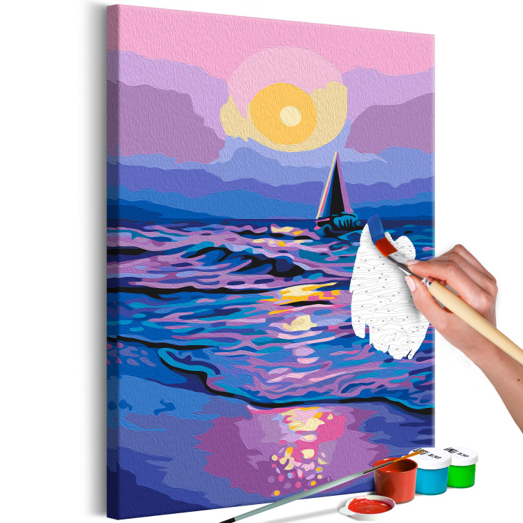 Wandbild zum Malen nach Zahlen Lovely Landscape -Sea and a Sailboat Against the Backdrop of the Sunset 144084 additionalImage 3