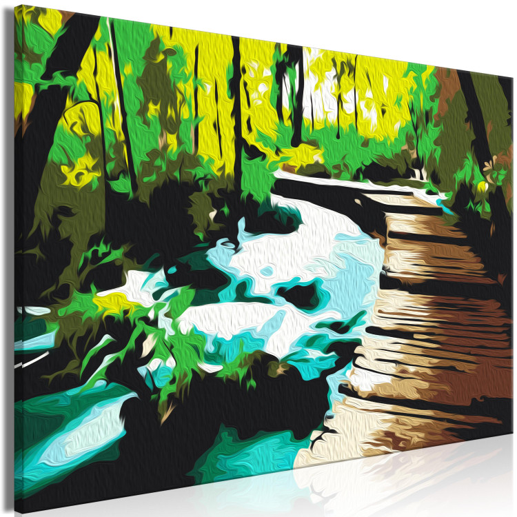 Peinture par numéros pour adultes Forest Footbridge - Wooden Road Among the Stream and Trees 149784 additionalImage 5