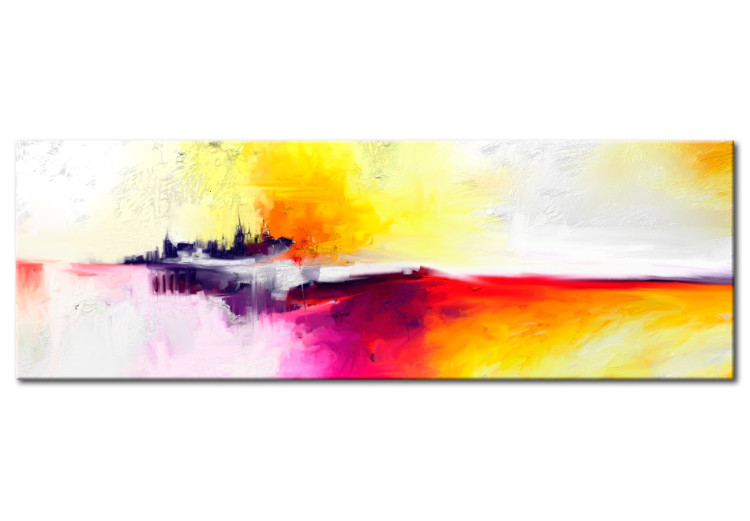 Tableau déco Île (1 pièce) - Abstraction aux couleurs vives avec motifs sombres 46784