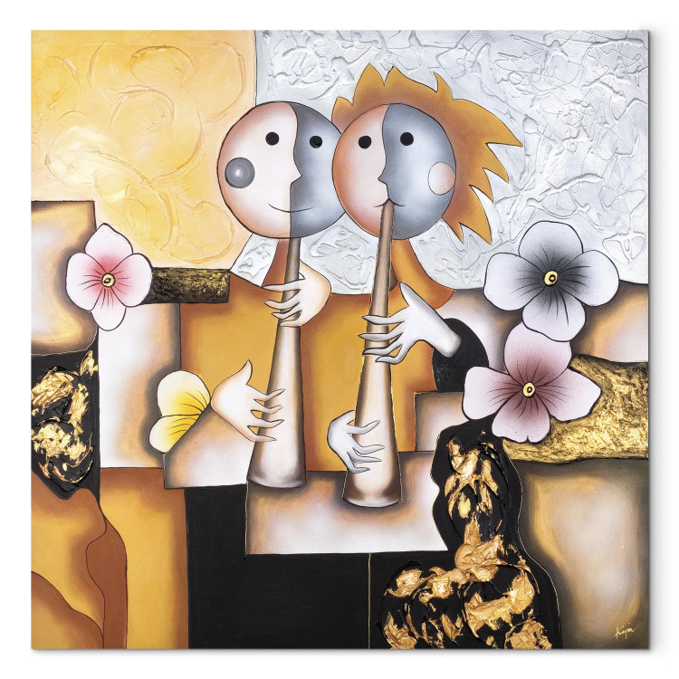 Cuadro Músicos (1 pieza) - figuras abstractas con flores y diseños 47284 additionalImage 7