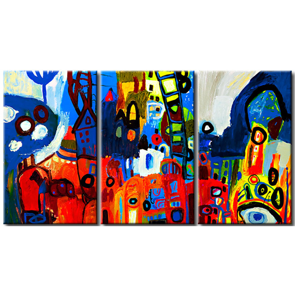 Schilderij  Voor Kinderen: Kleurrijke Stad