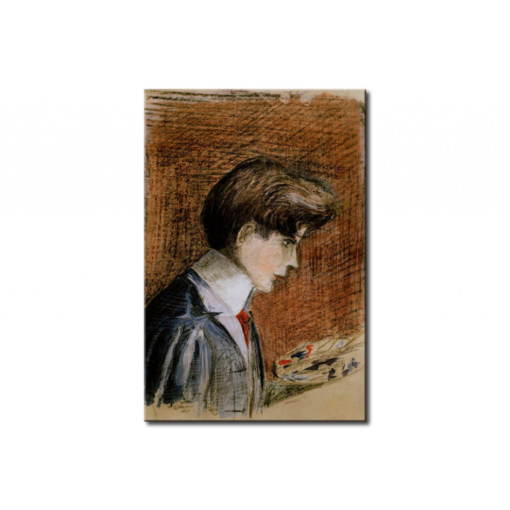 Schilderij  Egon Schiele: Selfportrait With Palette
