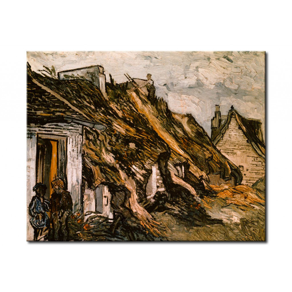Schilderij  Vincent Van Gogh: Thatched Cottages In Chaponval