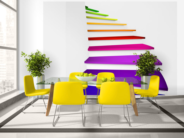 Wall Mural Color Abstraction - 3D Illusion in Space with Rainbow Stairs 59784