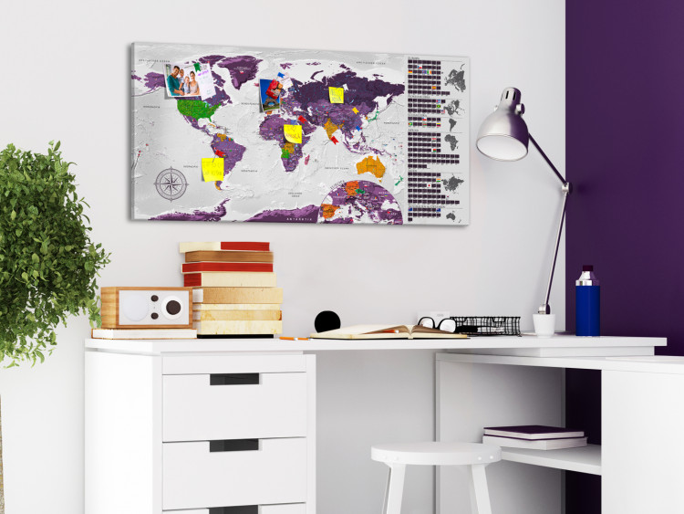 Carte du monde grattable Carte violette - poster sur panneau (version allemande) 106894 additionalImage 4