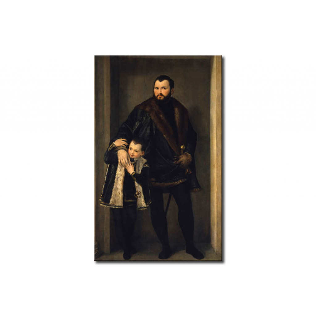 Schilderij  Paolo Veronese: Portrait Of Count Giuseppe (Iseppo) Da Porto And His Son Adriano
