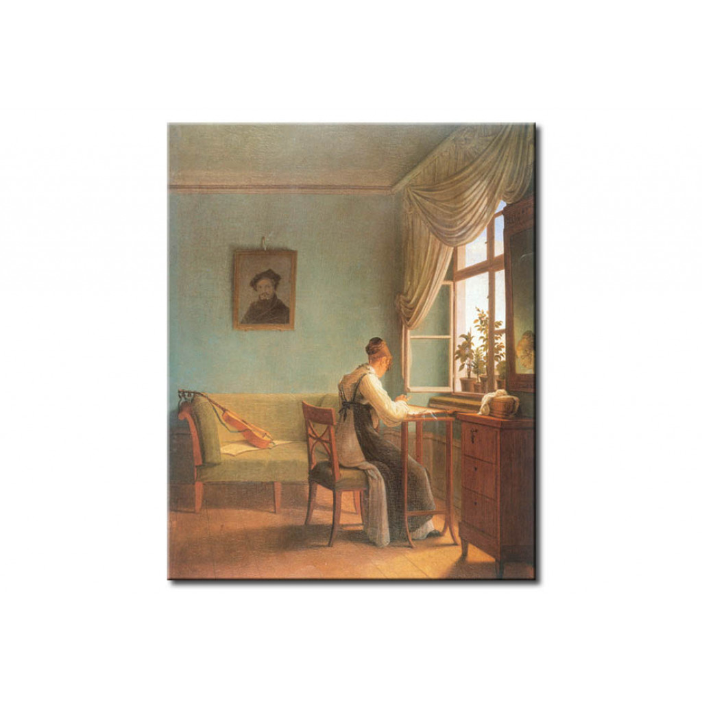 Schilderij  Georg Friedrich Kersting: The Embroiderer
